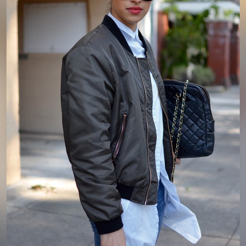 Zara green bomber